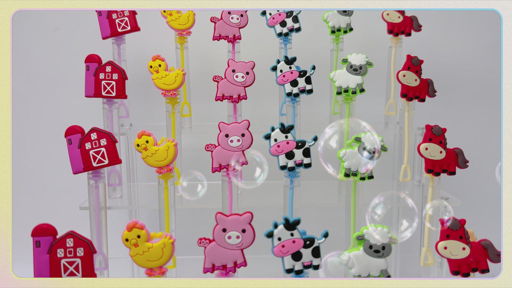 24 Pcs Farm Animal Bubble Wands – Party Favors & Goodie Bag Stuffers