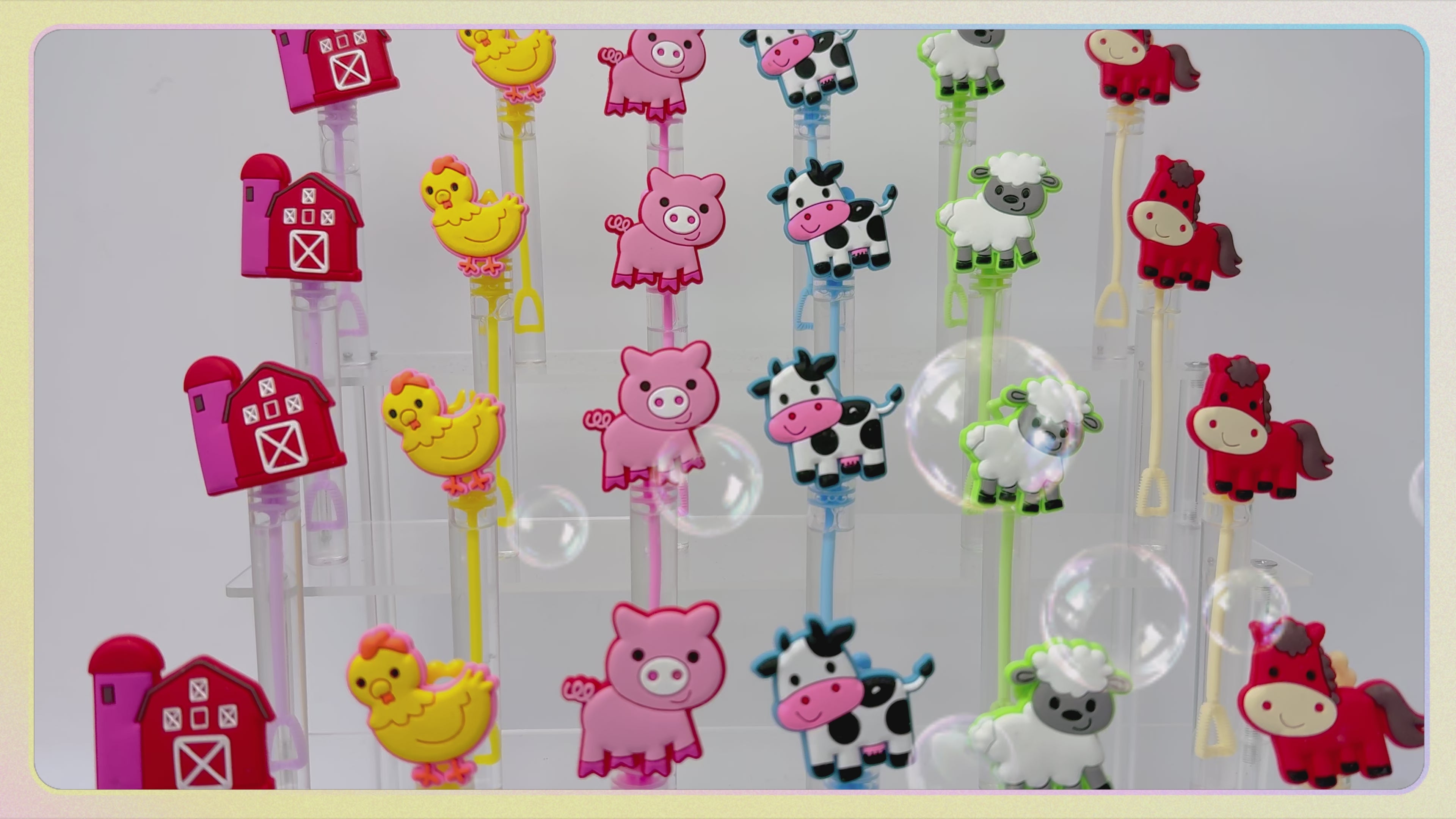24 Pcs Farm Animal Bubble Wands – Party Favors & Goodie Bag Stuffers
