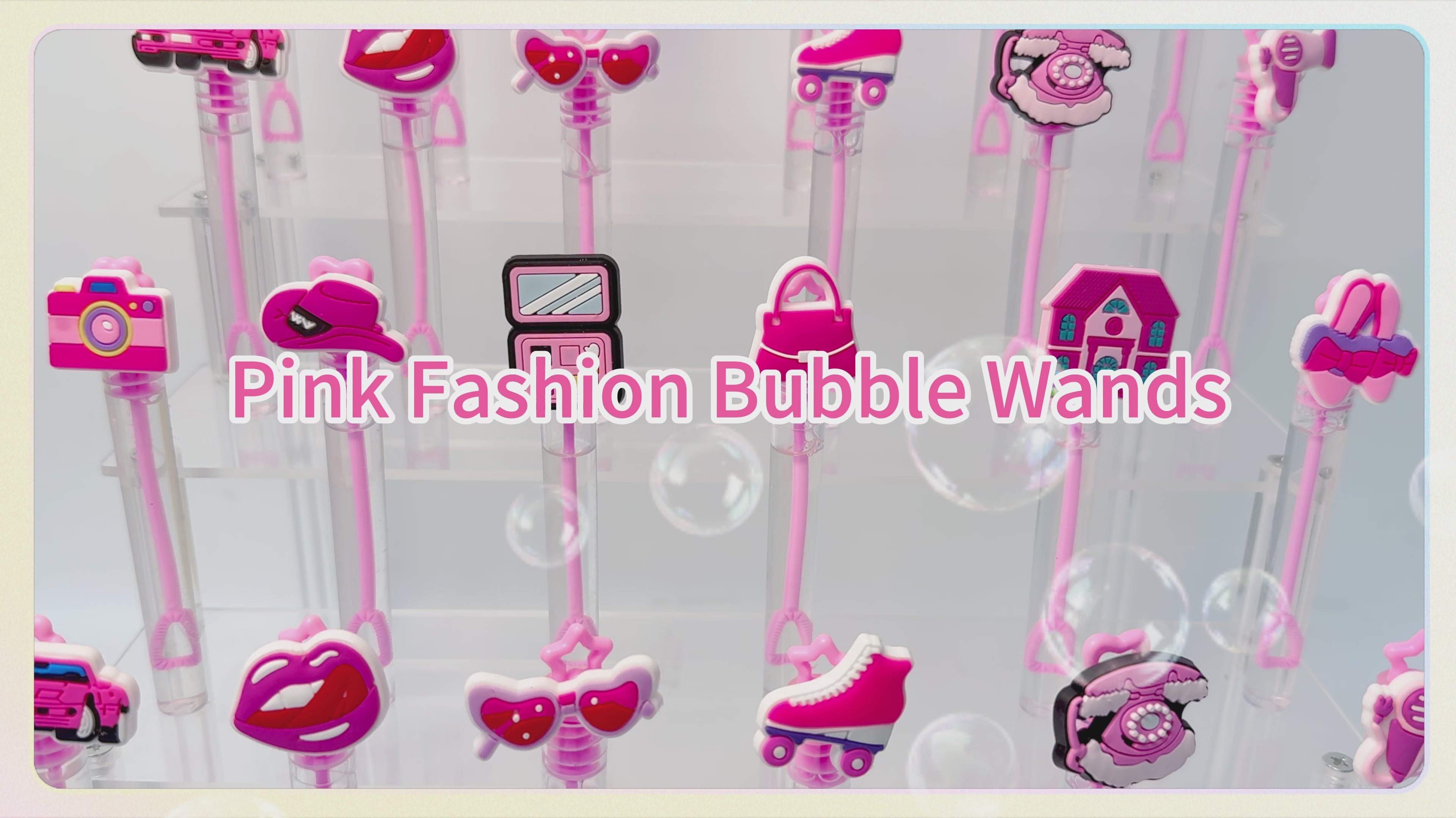 24 Pcs Pink Fashion Bubble Wands, Assorted Iconic Style Bubble Sticks for Bachelorette Parties, Girls Night Out, Birthdays & Piñata Fillers – Cute Goodie Bag Stuffers & Photo Props