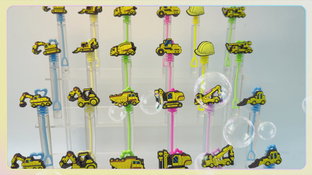24 Pcs Construction Bubble Wands – Birthday Party Favors for Kids