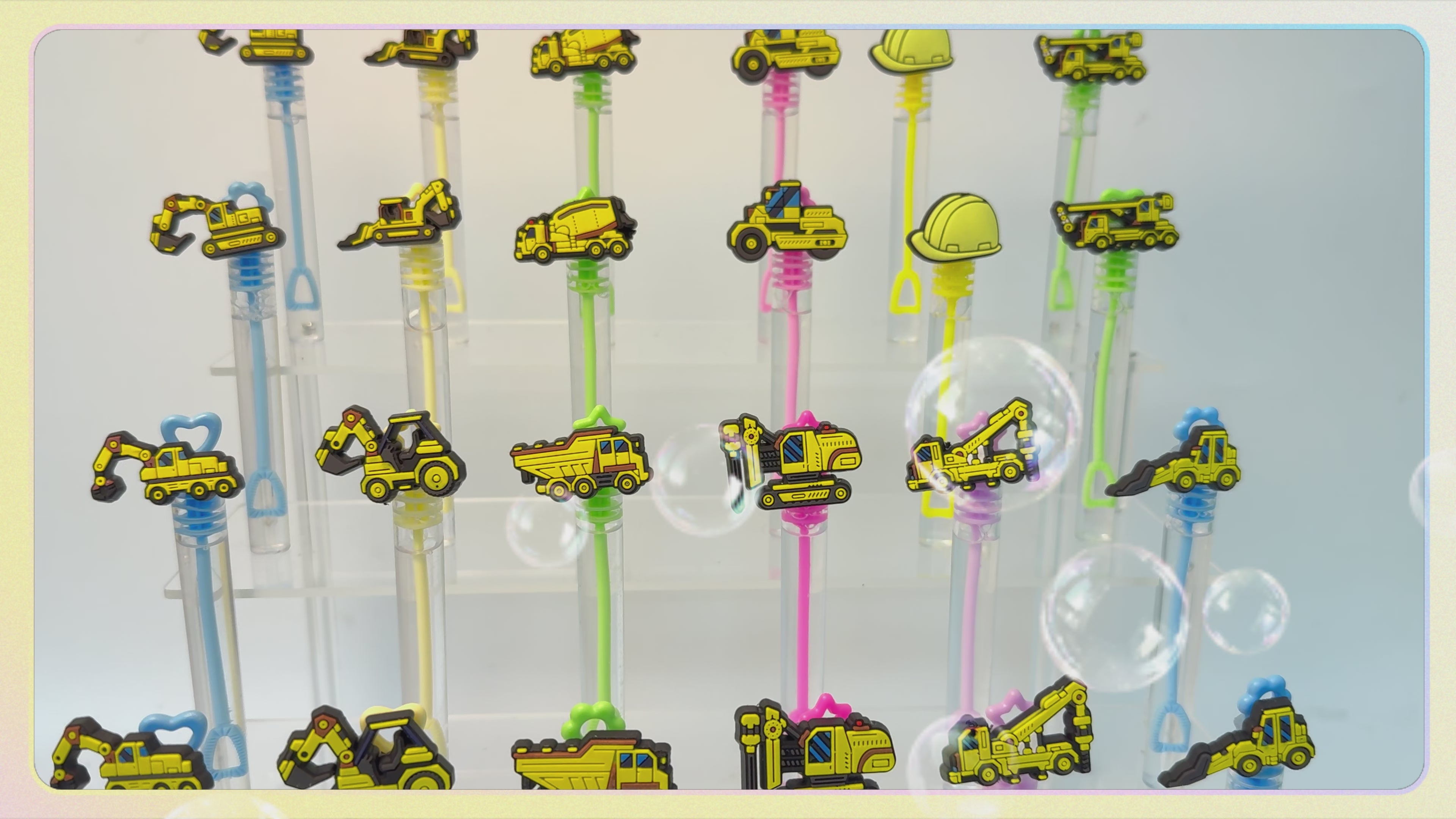 24 Pcs Construction Bubble Wands – Birthday Party Favors for Kids