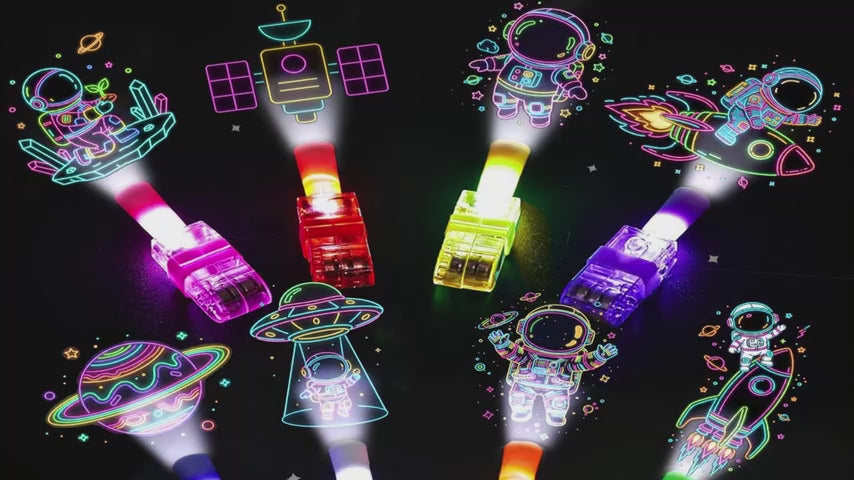 Space Party Favors LED Finger Lights for Kids, 8 Designs, Goodie Bag Stuffers