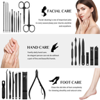 Professional Manicure Set - 26 Piece Stainless Steel Nail Care Kit with Luxury Travel Case