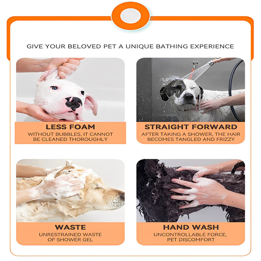 Dog Bathing Brush with Shampoo Dispenser - Soft Silicone Pet Massage Grooming Tool