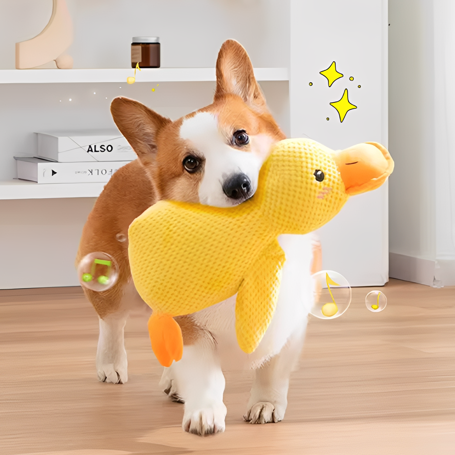 Squeaky Duck Dog Toy - Interactive Plush Chew Toy for Small, Medium & Large Dogs