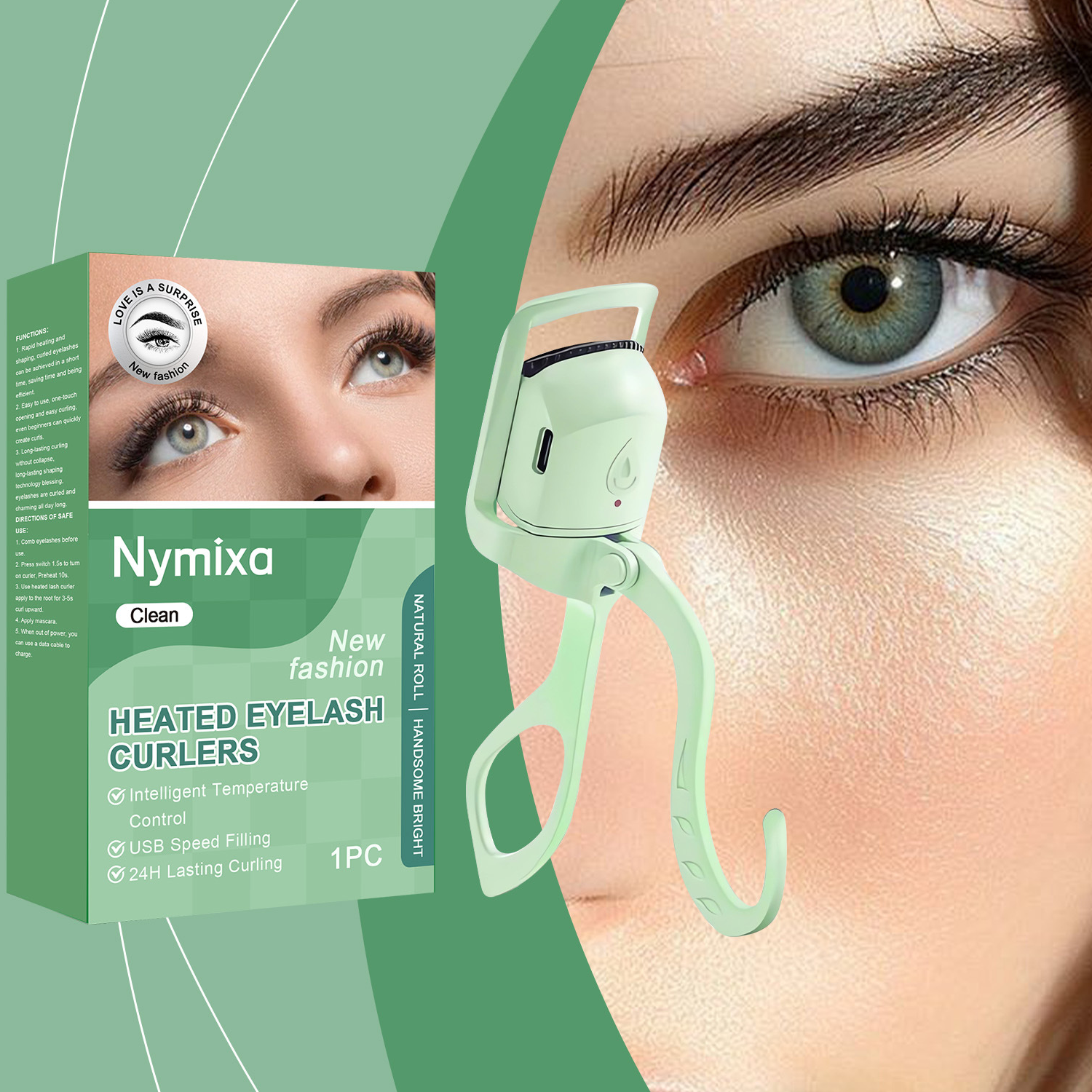 Heated Eyelash Curler - Fast 5s Heat Up, USB Rechargeable Electric Lash Curler