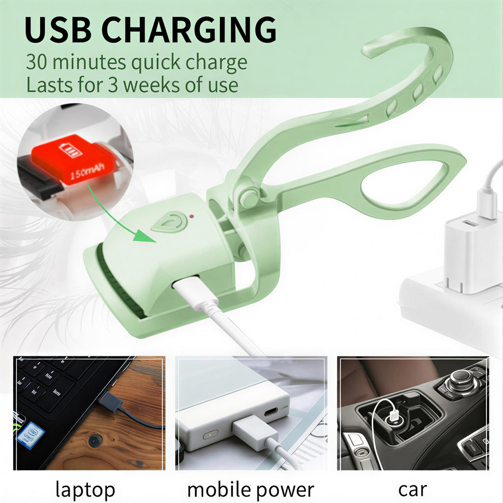 Heated Eyelash Curler - Fast 5s Heat Up, USB Rechargeable Electric Lash Curler