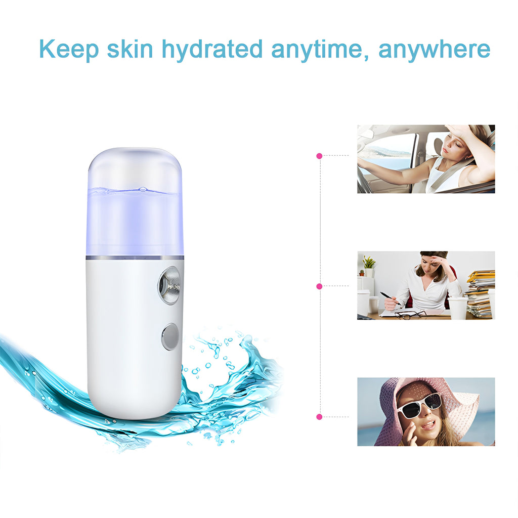 Facial Steamer - Handy Mini Nano Mist Sprayer USB Rechargeable for Face Hydration