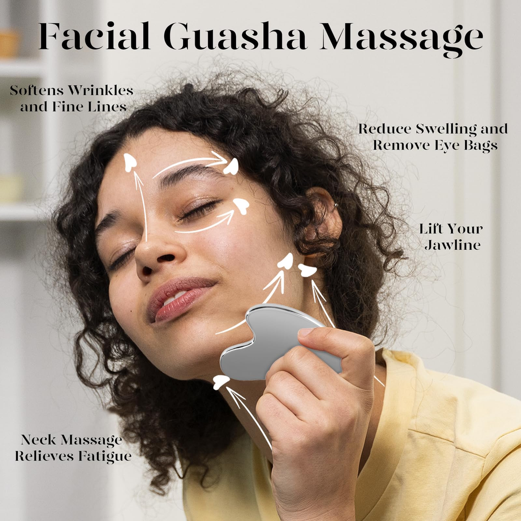 Stainless Steel Gua Sha Facial Massager - Face Sculpting Tool for Daily Beauty Routine