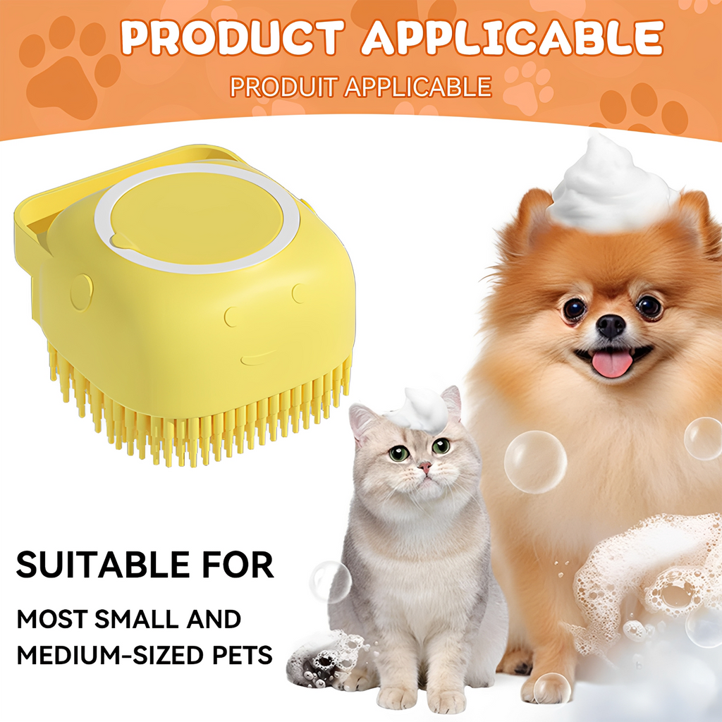 Dog Bathing Brush with Shampoo Dispenser - Soft Silicone Pet Massage Grooming Tool