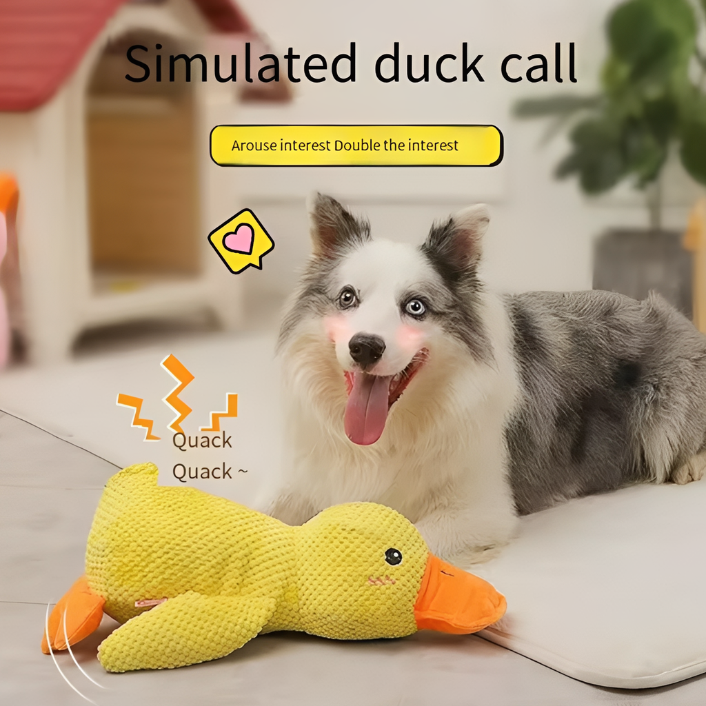 Squeaky Duck Dog Toy - Interactive Plush Chew Toy for Small, Medium & Large Dogs