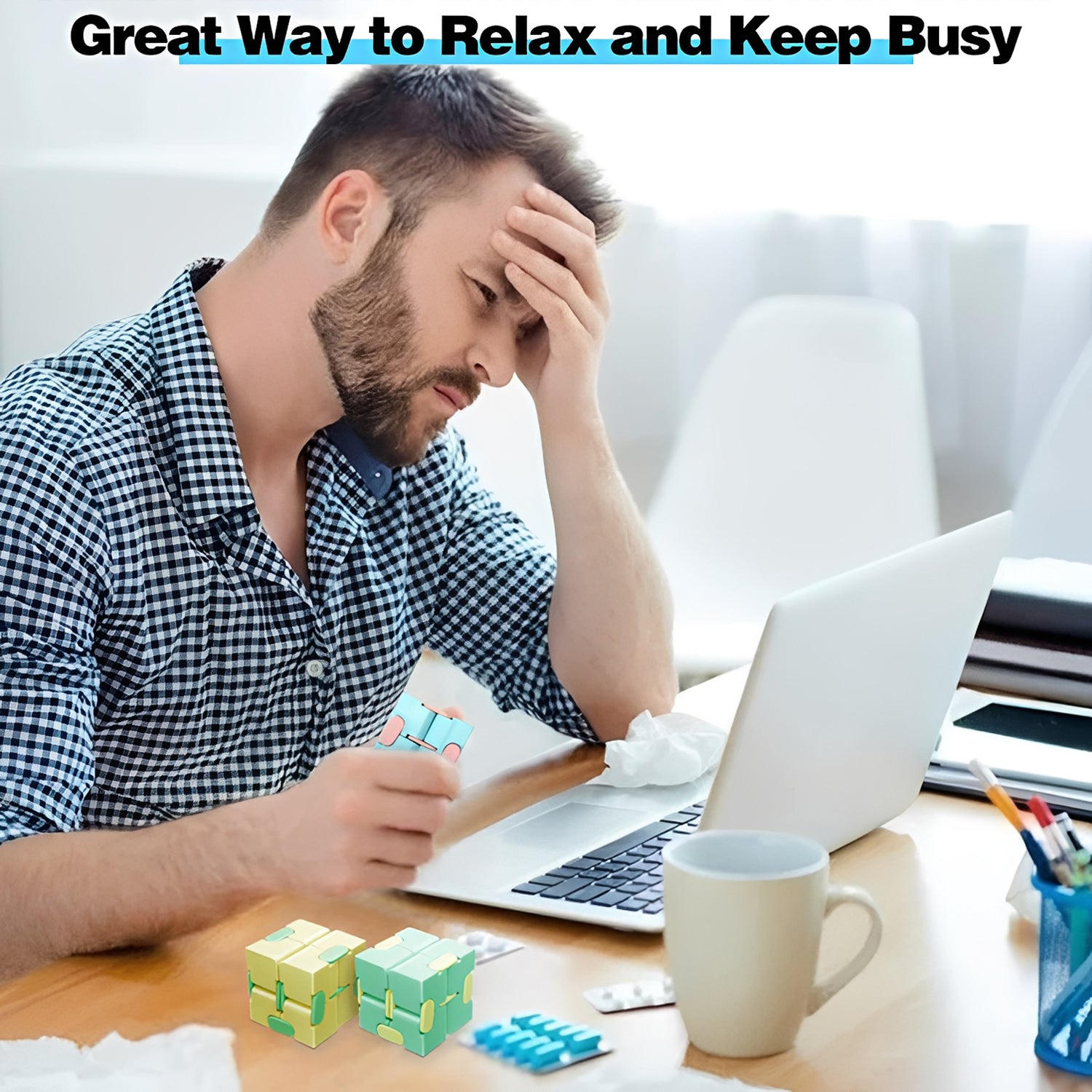 Infinity Magic Puzzle Cube - Anti Stress Relief Fidget Toy for Anxiety, ADHD, Autism | Sensory Cube Blocks for Kids & Adults