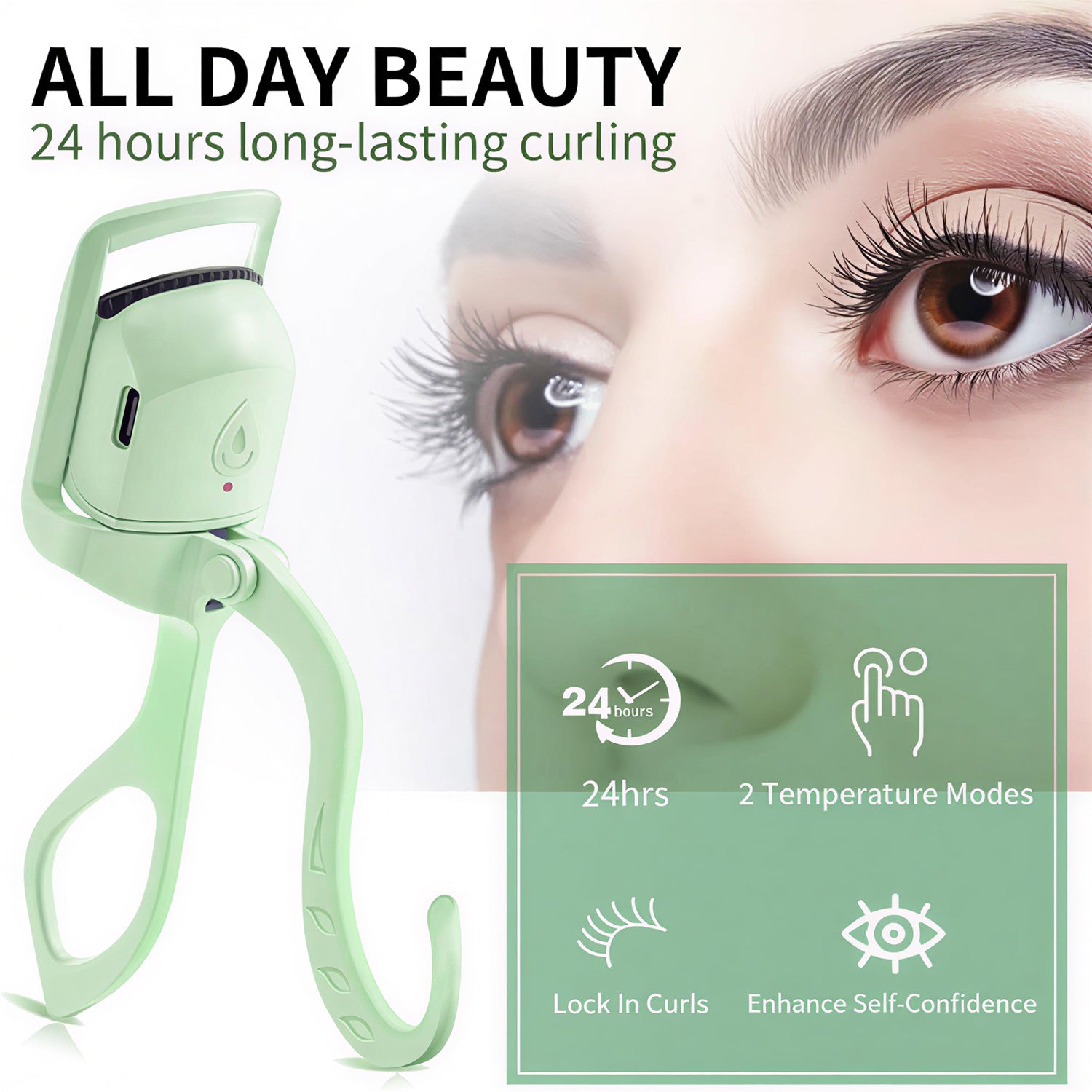 Heated Eyelash Curler - Fast 5s Heat Up, USB Rechargeable Electric Lash Curler