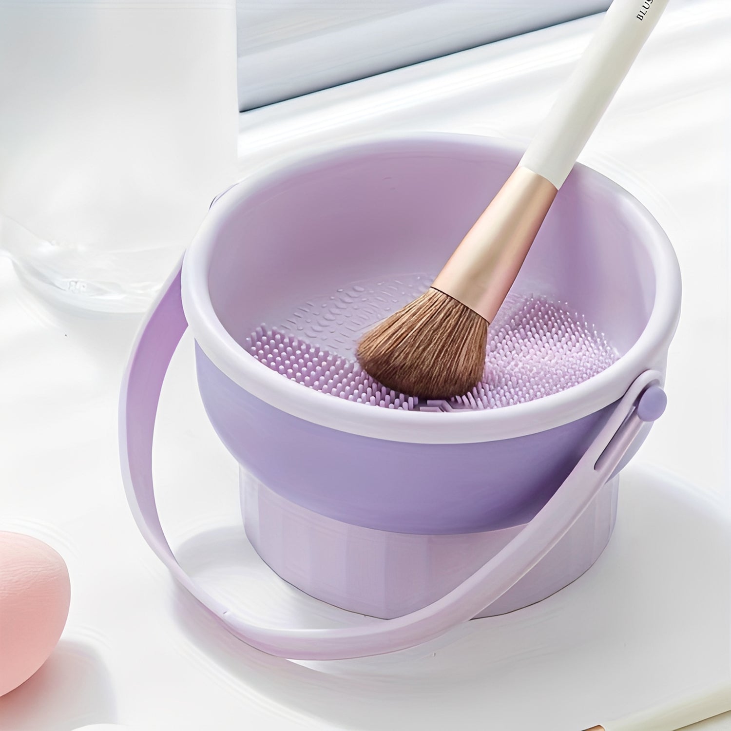 Makeup Brush Cleaner Mat 3 in 1 - Silicone Cleaning Bowl with Storage & Drying Organizer