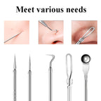 Blackhead Remover Tool Kit - Professional Stainless Steel Pimple Extractor Set