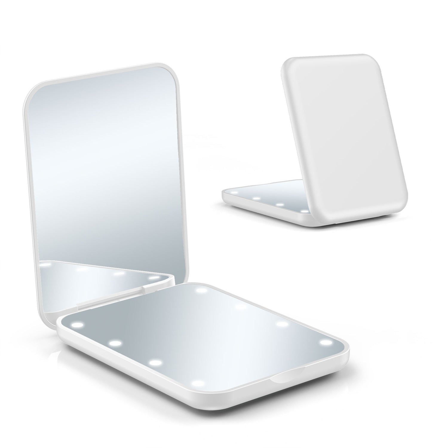 LED Compact Travel Makeup Mirror - 1X/3X Magnification, Portable Folding Lighted Mirror